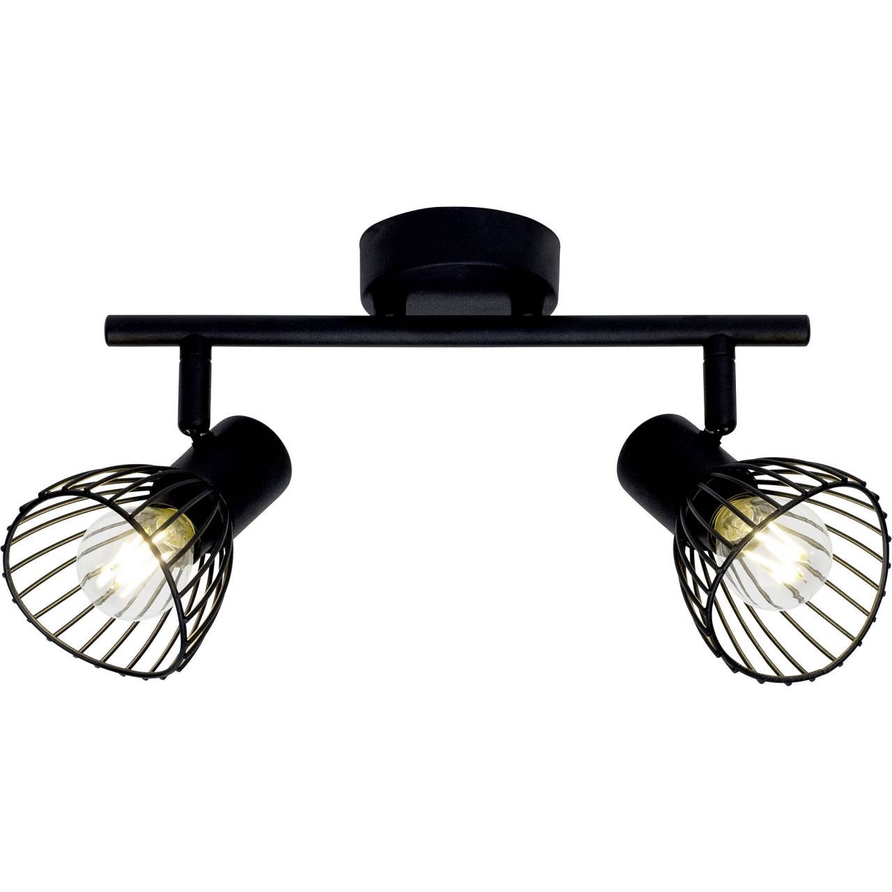 BRILLIANT Lampe Elhi Spotrohr 2flg schwarz | 2x D45, E14, 40W, geeignet f&uuml;r Tropfenlampen (nicht enthalten) | K&ouml;pfe schwenkbar 