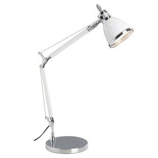 BRILLIANT Lampe Octavia Tischleuchte chrom/weiß | 1x A60, E27, 40W, geeignet für Normallampen (nicht enthalten) | Mit Schnurzwischenschalter 