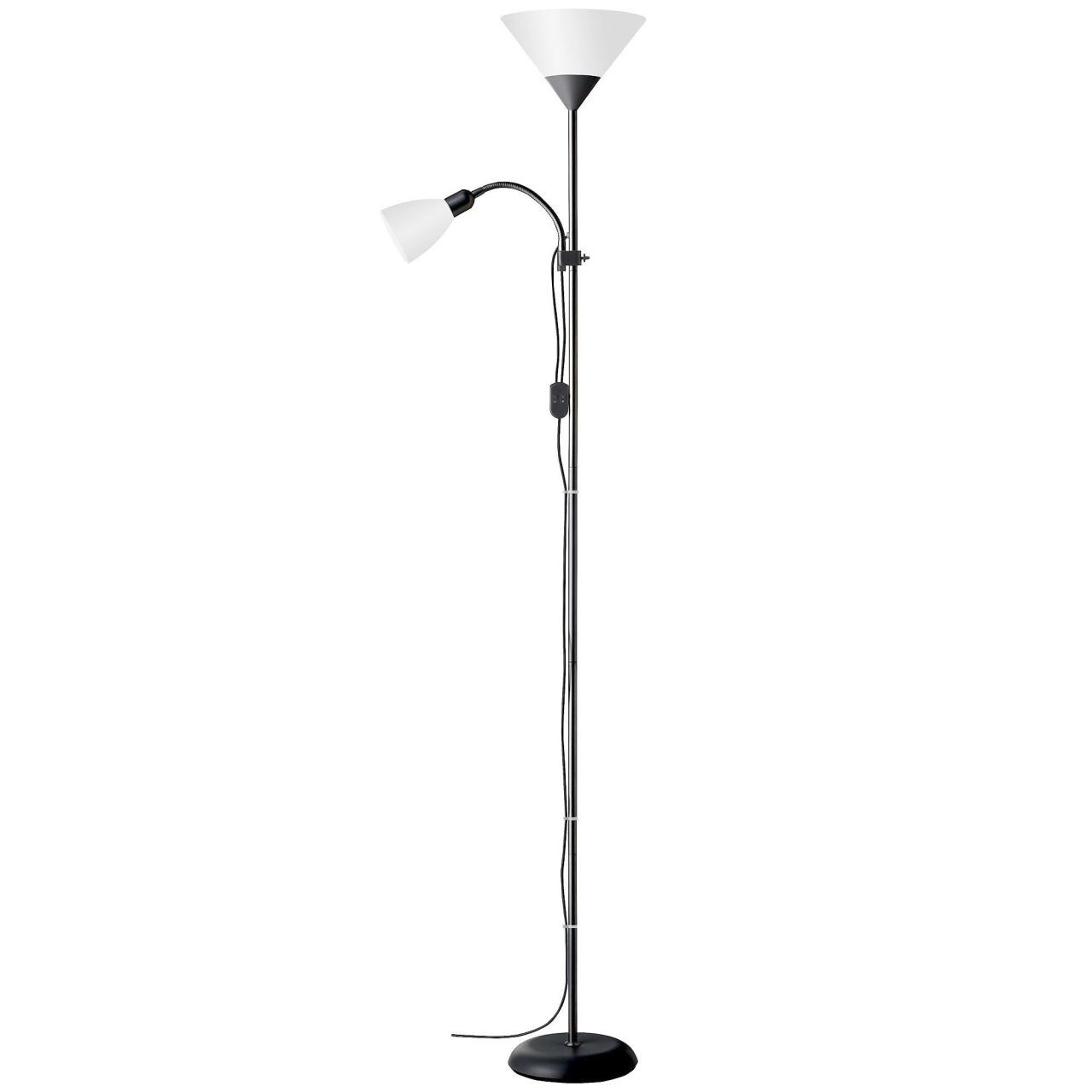 BRILLIANT Lampe Spari Deckenfluter Lesearm schwarz/wei&szlig; | 1x A60, E27, 60W, geeignet f&uuml;r Normallampen (nicht enthalten) | Mit Schnurzwischenschalter 