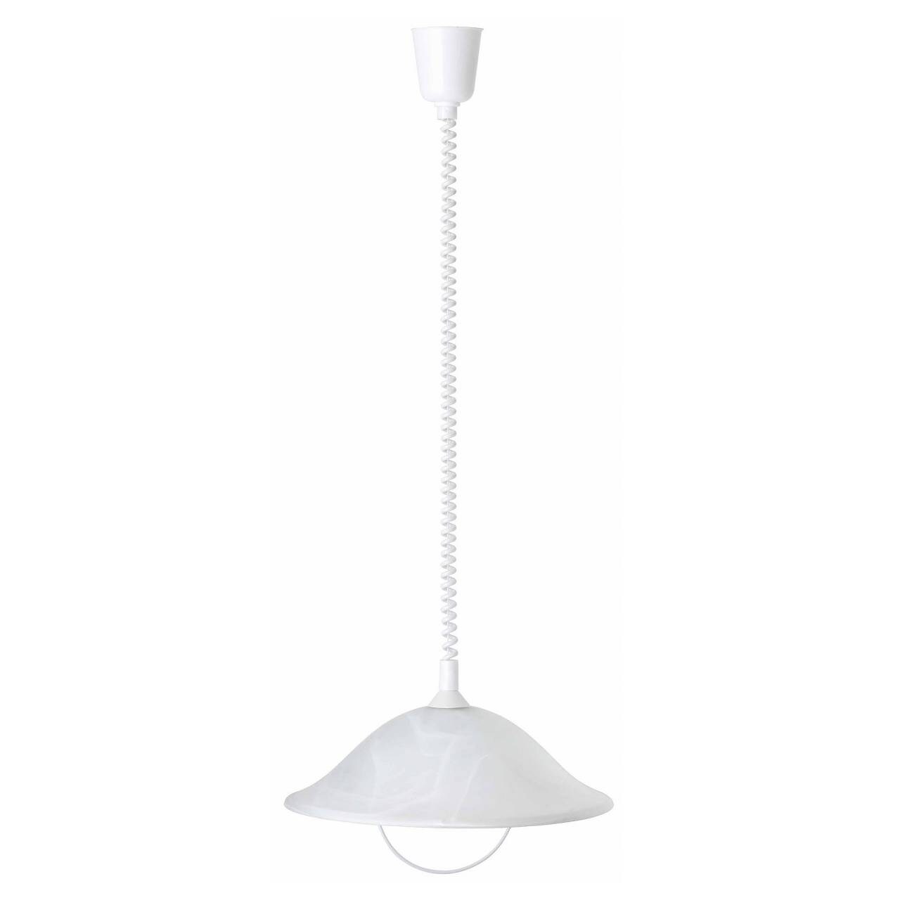 BRILLIANT Lampe Freya Pendelleuchte 41cm Rollizug wei&szlig;/wei&szlig;-alabaster | 1x A60, E27, 60W, geeignet f&uuml;r Normallampen (nicht enthalten) | H&ouml;henverstellbar durch Rollizug 
