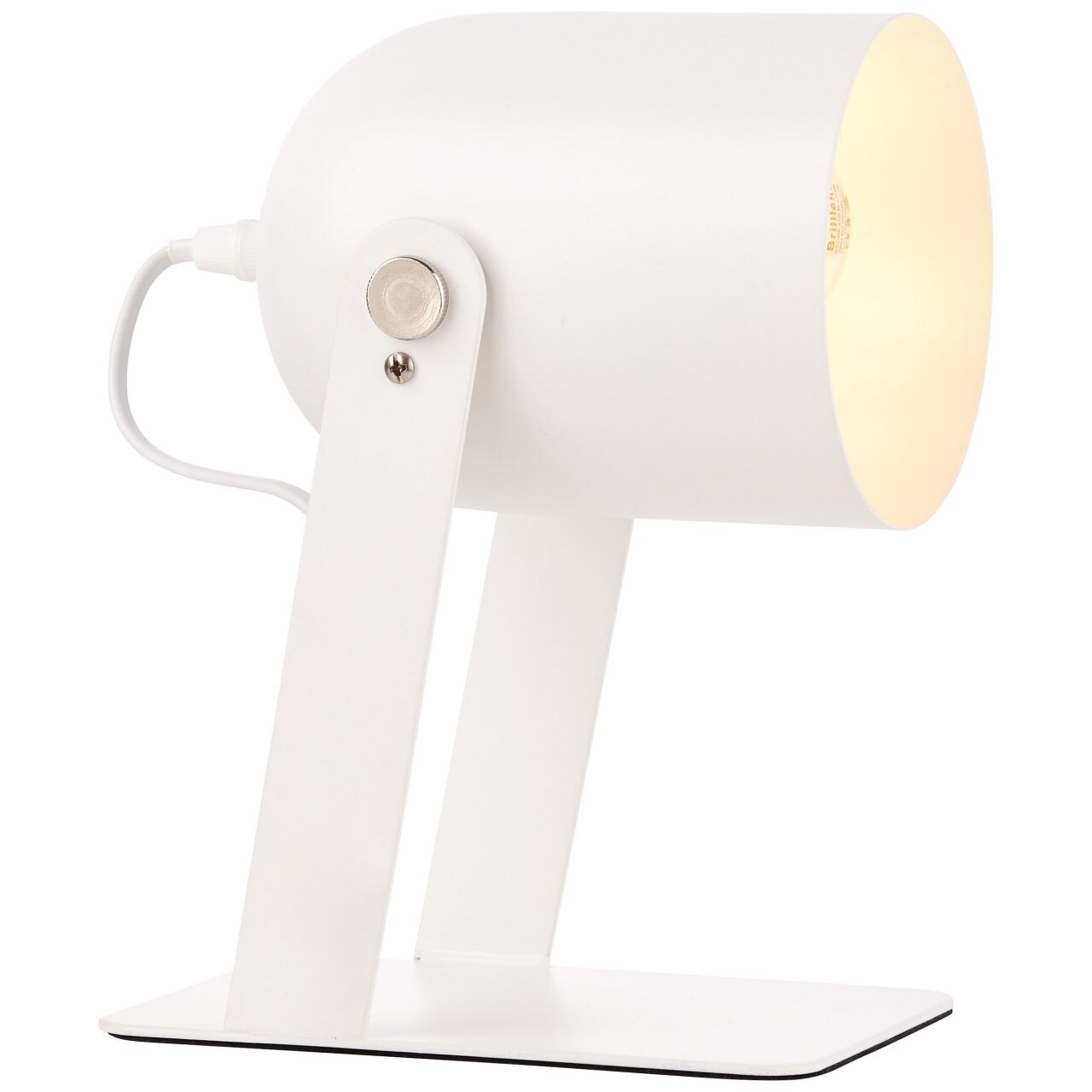 BRILLIANT Lampe Yan Tischleuchte 29cm wei&szlig; | 1x A60, E27, 30W, geeignet f&uuml;r Normallampen (nicht enthalten) | Mit Schnurzwischenschalter 