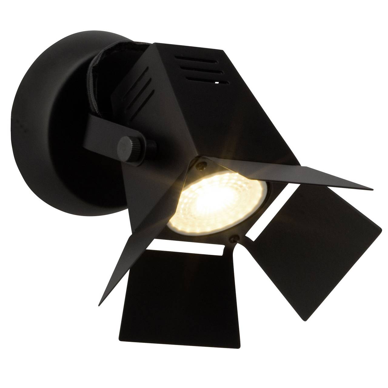 BRILLIANT Lampe Movie LED Wandspot schwarz matt | 1x LED-PAR51, GU10, 5W LED-Reflektorlampe inklusive, (380lm, 3000K) | Kopf schwenkbar 