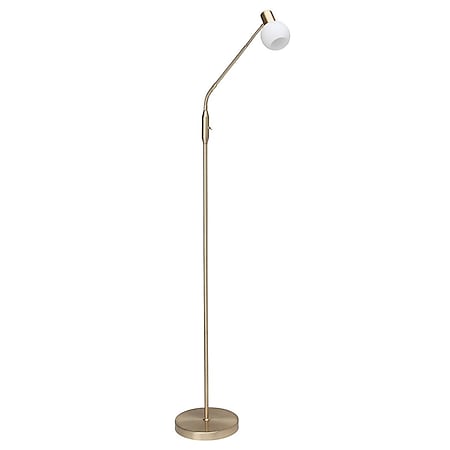 BRILLIANT Lampe Philo LED Standleuchte 1flg messing gebürstet/weiß | 1x LED- D45, E14, 4W LED-Tropfenlampe inklusive, (450lm, 2700K) | Mit Kippschalter  bei Marktkauf online bestellen