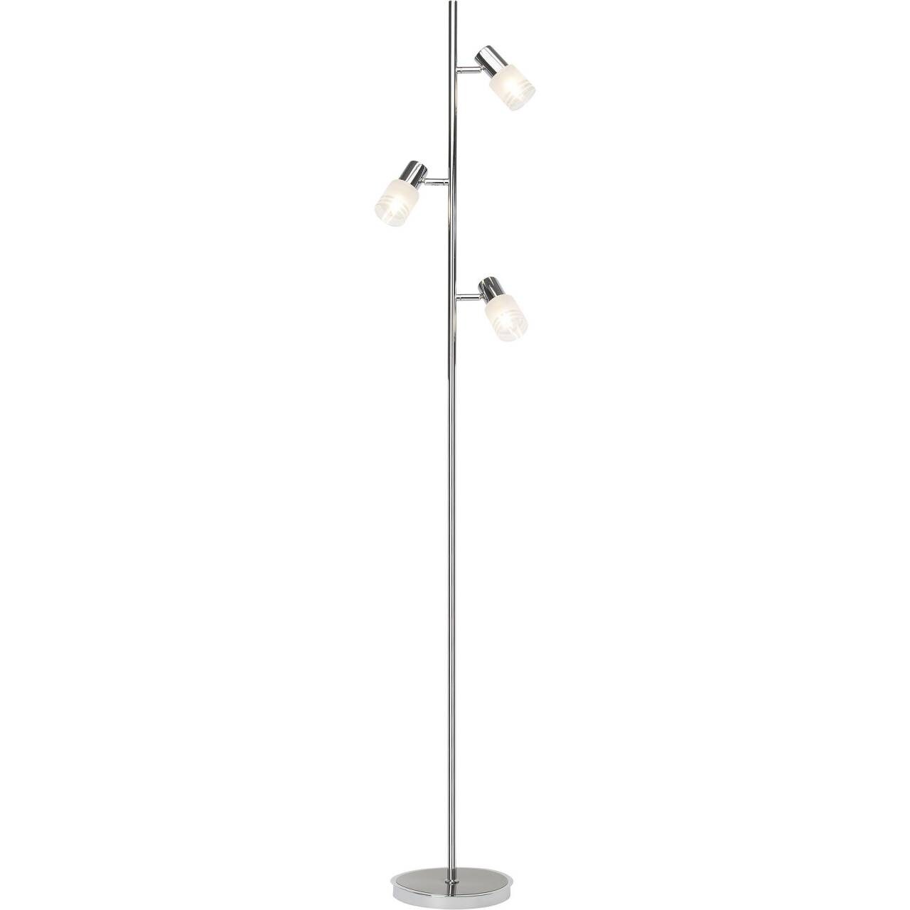 BRILLIANT Lampe Lea LED Standleuchte 3flg eisen/chrom 3x LED-D45, E14, 4W LED-Tropfenlampe inklusive, (450lm, 2700K) Mit Fußschalter