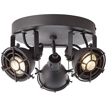 BRILLIANT Lampe Jesper LED Spotrondell 3flg schwarz korund | 3x LED-PAR51, GU10, 5W LED-Reflektorlampen inklusive, (380lm, 3000K) | Köpfe schwenkbar 