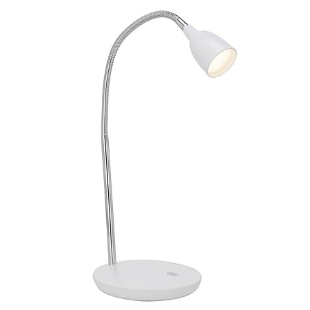BRILLIANT Lampe Anthony LED Tischleuchte eisen/weiß | 1x 2.4W LED integriert, (200lm, 3000K) | Mit Druckschalter an der Basis 