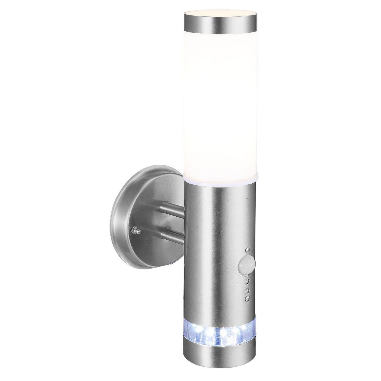 BRILLIANT Lampe Bole Au&szlig;enwandleuchte stehend Bewegungsmelder edelstahl | 1x A60, E27, 60W, geeignet f&uuml;r Normallampen (nicht enthalten) | IP-Schutzart: 44 - spritzwassergesch&uuml;tzt 