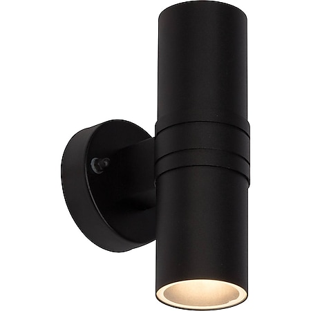 BRILLIANT Lampe Hanni LED Außenwandleuchte 2flg schwarz | 2x LED-PAR51, GU10, 3W LED-Reflektorlampen inklusive, (250lm, 3000K) | IP-Schutzart: 44 - spritzwassergeschützt 
