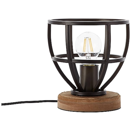 BRILLIANT Lampe Matrix Wood Tischleuchte 18cm schwarz antik | 1x A60, E27,  40W, geeignet für Normallampen (nicht enthalten) | Mit  Schnurzwischenschalter bei Marktkauf online bestellen