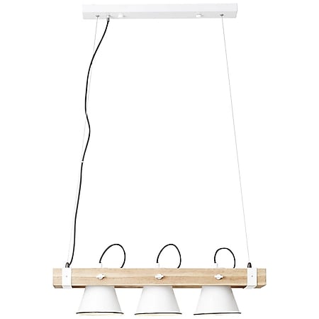 BRILLIANT Lampe Plow Pendelleuchte 3flg weiß/holz hell | 3x A60, E27, 10W, geeignet für Normallampen (nicht enthalten) | Köpfe schwenkbar 