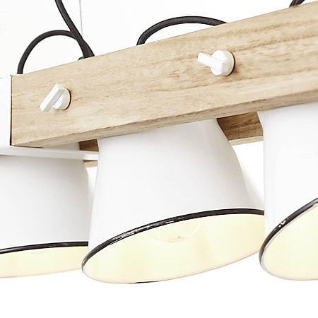 BRILLIANT Lampe Plow Pendelleuchte 5flg weiß/holz hell | 5x A60, E27, 10W,  geeignet für Normallampen (nicht enthalten) | Köpfe schwenkbar bei  Marktkauf online bestellen