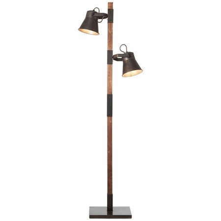 BRILLIANT Lampe Plow Standleuchte 2flg stahl/holz Normallampen bestellen schwarz 2x online für enthalten) Mit Fußschalter Marktkauf (nicht | geeignet 10W, bei E27, A60, 