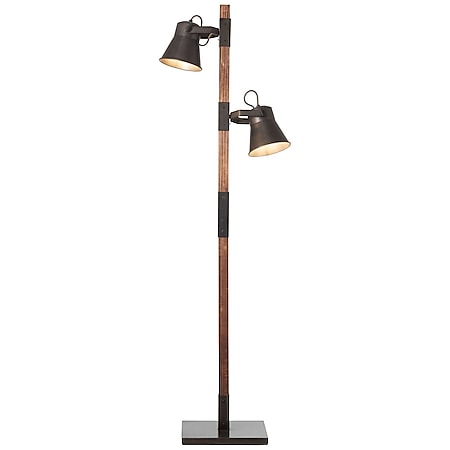 BRILLIANT Lampe Plow Standleuchte 2flg schwarz stahl/holz | 2x A60, E27, 10W,  geeignet für Normallampen (nicht enthalten) | Mit Fußschalter bei Marktkauf  online bestellen
