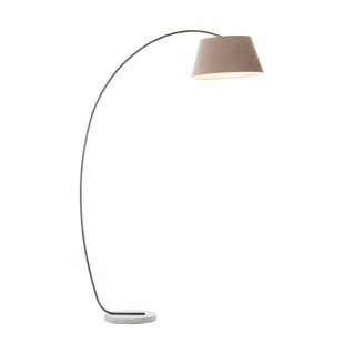 Brilliant Brok Bogenlampe 2,0 m – E27-Fassung, schwenkbarer Schirm, Fußschalter– Taupe/Grau – ideal für Wohnzimmer & Leseecke 