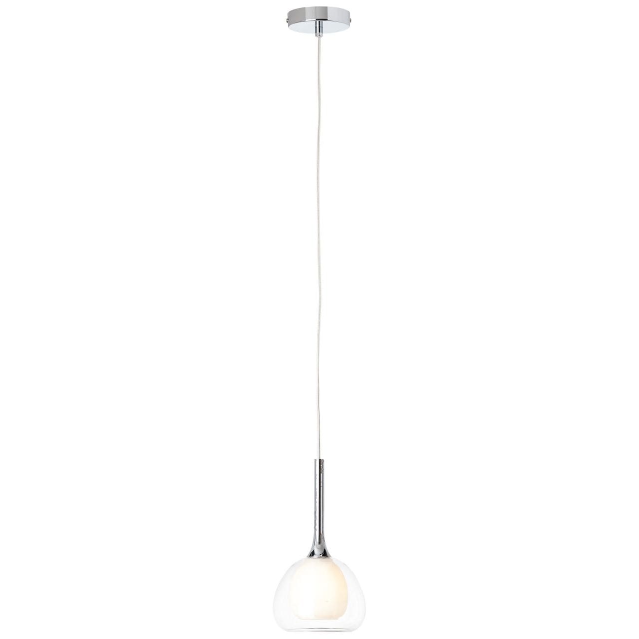 BRILLIANT Lampe Hadan Pendelleuchte 10cm chrom/wei&szlig;-transparent | 1x D45, E14, 40W, geeignet f&uuml;r Tropfenlampen (nicht enthalten) | In der H&ouml;he einstellbar / Kabel k&uuml;rzbar 