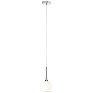 BRILLIANT Lampe Hadan Pendelleuchte 10cm chrom/weiß-transparent | 1x D45, E14, 40W, geeignet für Tropfenlampen (nicht enthalten) | In der Höhe einstellbar / Kabel kürzbar 