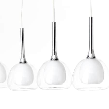 BRILLIANT Lampe Hadan Pendelleuchte 4flg online chrom/weiß-transparent Tropfenlampen 4x Höhe kürzbar In D45, Kabel / bestellen geeignet 40W, E14, Marktkauf (nicht bei | einstellbar der für enthalten) 