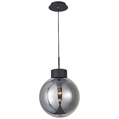 BRILLIANT Lampe Astro Pendelleuchte 30cm schwarz/rauchglas | 1x A60, E27, 60W, geeignet für Normallampen (nicht enthalten) | In der Höhe einstellbar / Kabel kürzbar 
