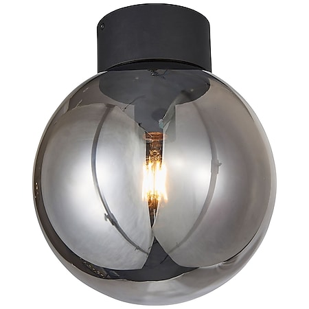 BRILLIANT Lampe Astro Deckenleuchte 25cm schwarz/rauchglas | 1x A60, E27, 60W, geeignet für Normallampen (nicht enthalten) | Für LED-Leuchtmittel geeignet 