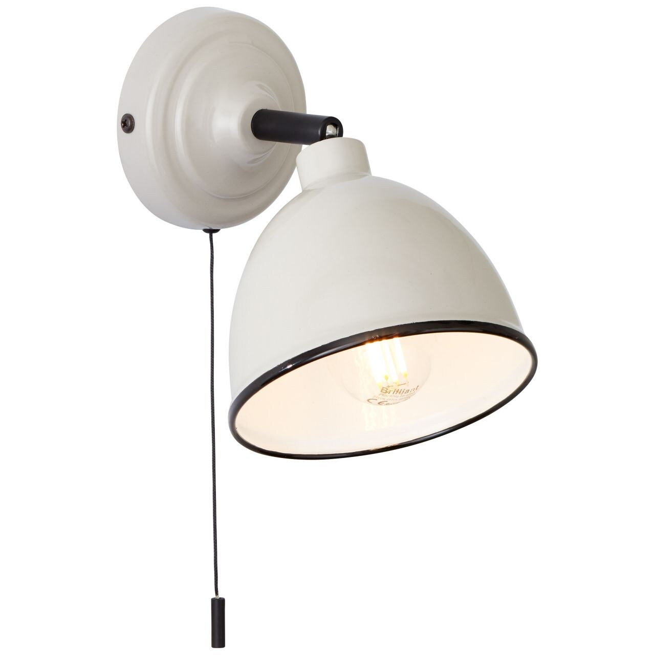 BRILLIANT Lampe Telio Wandleuchte Zugschalter grau/taupe | 1x D45, E14, 28W, geeignet f&uuml;r Tropfenlampen (nicht enthalten) | Mit Zugschalter 