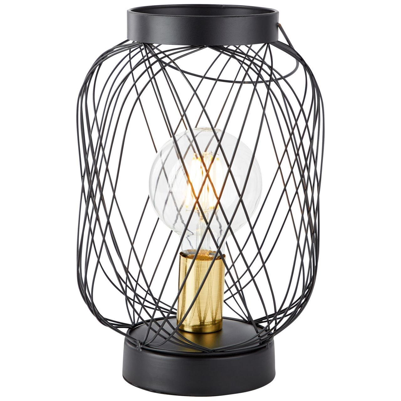 BRILLIANT Lampe Brogan Tischleuchte schwarz/messing geb&uuml;rstet | 1x A60, E27, 60W, geeignet f&uuml;r Normallampen (nicht enthalten) | F&uuml;r LED-Leuchtmittel geeignet 