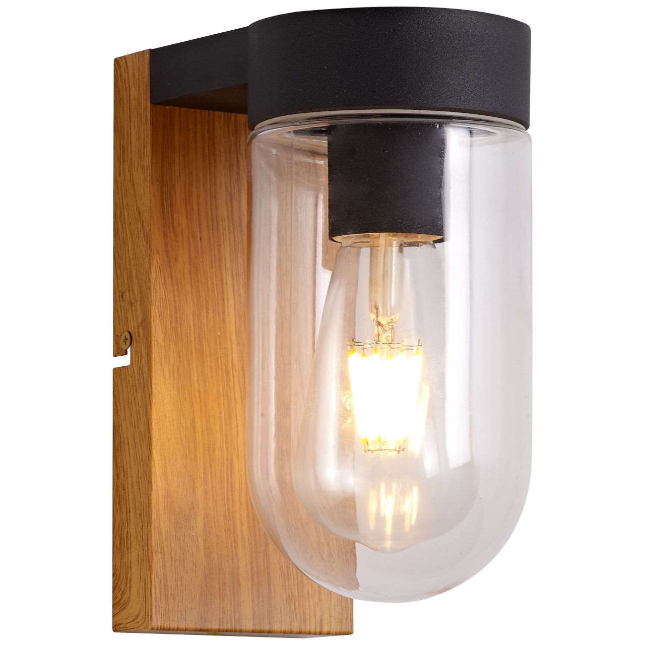 BRILLIANT Lampe Cabar Au&szlig;enwandleuchte holz dunkel/schwarz | 1x A60, E27, 40W, geeignet f&uuml;r Normallampen (nicht enthalten) | IP-Schutzart: 44 - spritzwassergesch&uuml;tzt 