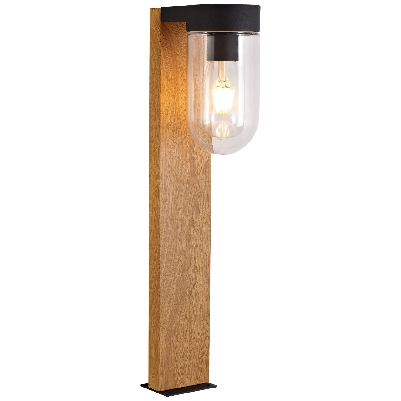BRILLIANT Lampe Cabar Au&szlig;ensockelleuchte 55cm holz dunkel/schwarz | 1x A60, E27, 40W, geeignet f&uuml;r Normallampen (nicht enthalten) | IP-Schutzart: 44 - spritzwassergesch&uuml;tzt 