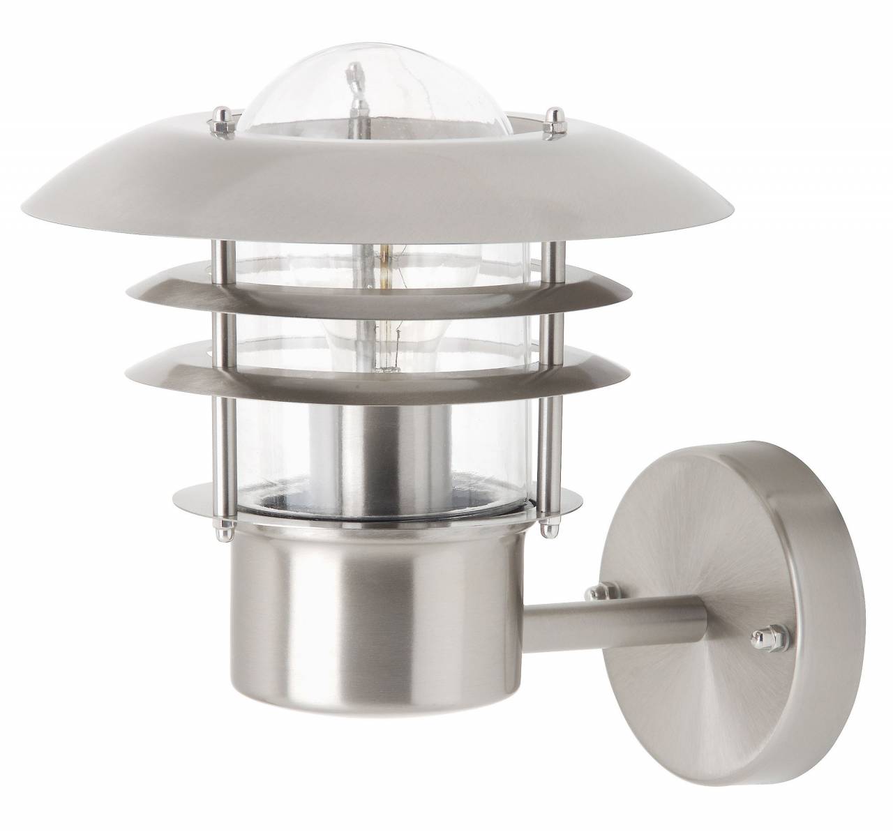 BRILLIANT Lampe Terrence Au&szlig;enwandleuchte stehend edelstahl | 1x A60, E27, 60W, g.f. Normallampen n. ent. | IP-Schutzart: 44 - spritzwassergesch&uuml;tzt | F&uuml;r LED-Leuchtmittel geeignet 