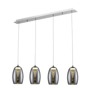 BRILLIANT Lampe Metropolis LED Pendelleuchte 4flg chrom/rauchglas easyDim | 4x 5W LED integriert COB, 500lm, 3000K | In der Höhe einstellbar / Kabel kürzbar | EasyDim: dimmbar mit herkömmlichen Lichts 