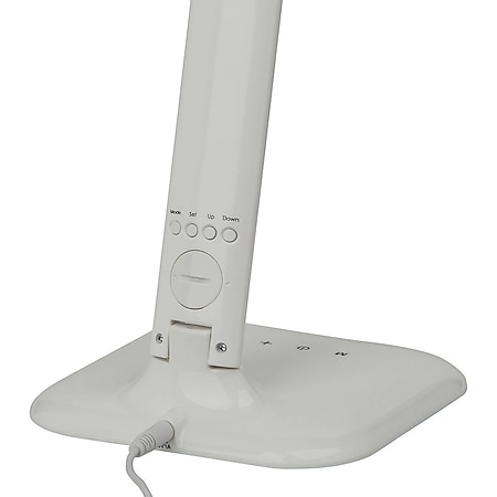 BRILLIANT Lampe Glenn LED Schreibtischleuchte weiß | 1x 5W LED integriert  SMD, 300lm, 2800-6500K | Stufenloser Touchdimmer / Lichtfarbe einstellbar |  Mit Kalender- und Weckfunktion / Temperaturanzeige bei Marktkauf online  bestellen