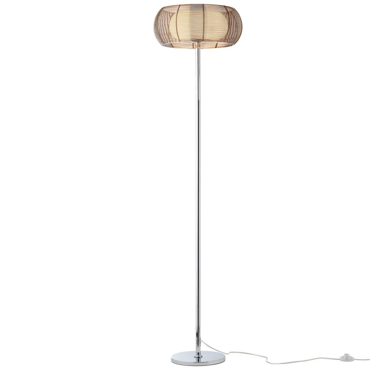 BRILLIANT Lampe Relax Standleuchte 2flg bronze/chrom | 2x A60, E27, 30W, g.f. Normallampen n. ent. | Mit Fu&szlig;schalter | F&uuml;r LED-Leuchtmittel geeignet 