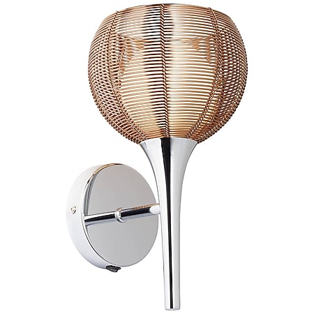 BRILLIANT Lampe Relax Wandleuchte Schalter bronze/chrom | 1x QT14, G9, 33W, geeignet für Stiftsockellampen nicht enthalten | Mit Kippschalter | Für LED-Leuchtmittel geeignet 