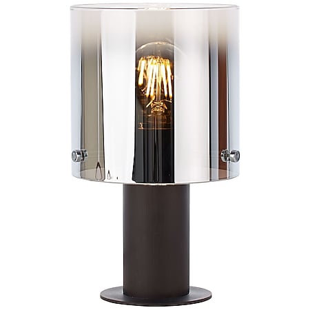 BRILLIANT Lampe Beth Tischleuchte Kaffee/rauchglas | 1x A60, E27, 60W, g.f. Normallampen n. ent. | Mit Schnurzwischenschalter | Für LED-Leuchtmittel geeignet 