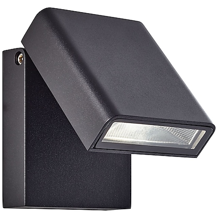 BRILLIANT Lampe Toya LED Außenwandstrahler schwarz | 1x 7W LED integriert, 736lm, 4200K | IP-Schutzart: 44 - spritzwassergeschützt | Kopf schwenkbar 