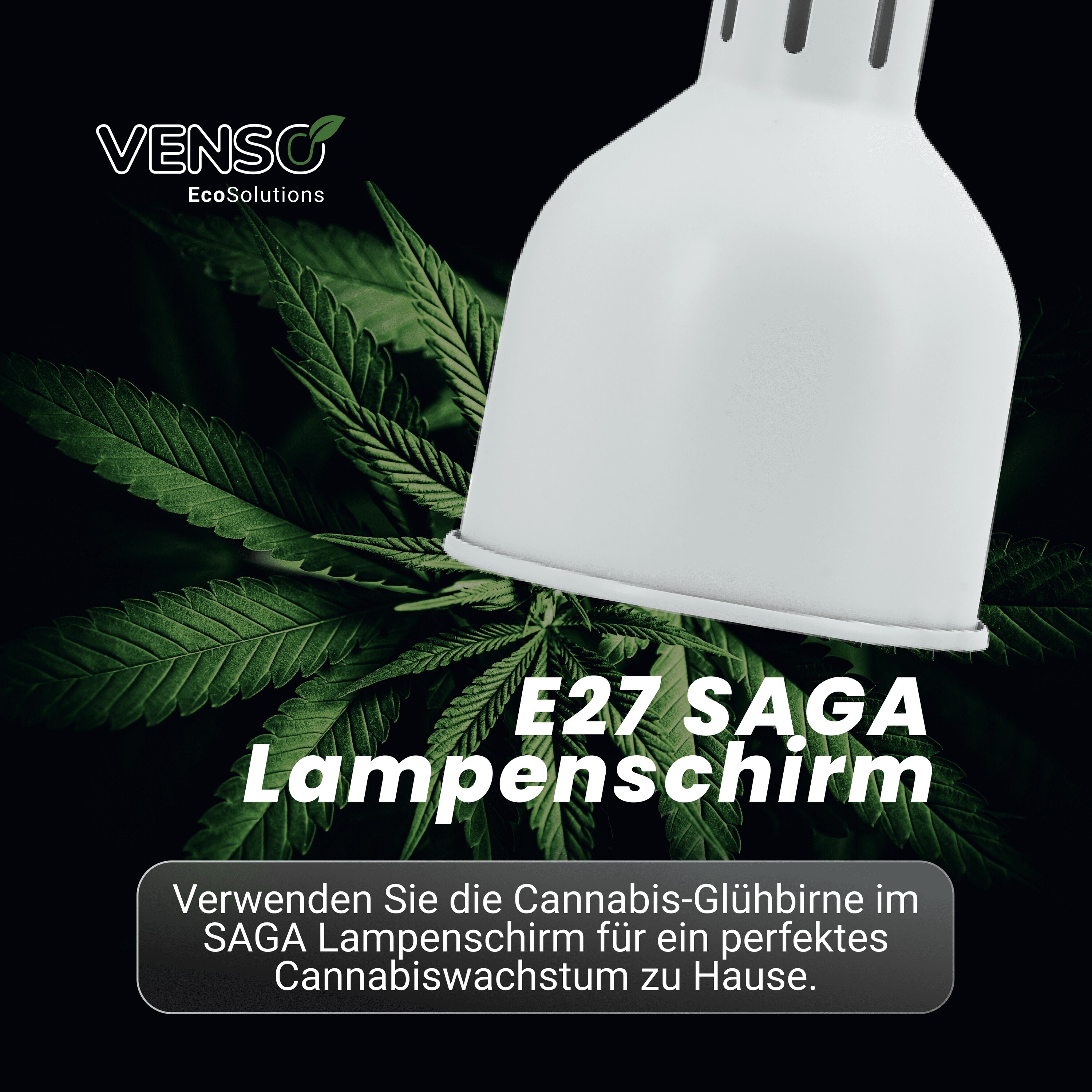 Venso EcoSolutions E27 SAGA Lampenschirm Wei&szlig;, LED pflanzenlampe E27 Pflanzenleuchte, LED Wachstumslampe f&uuml;r verbesserte Photosynthese und Chlorophyllbildung, Anzuchtlampe Gem&uuml;se, Pflanzenlicht 