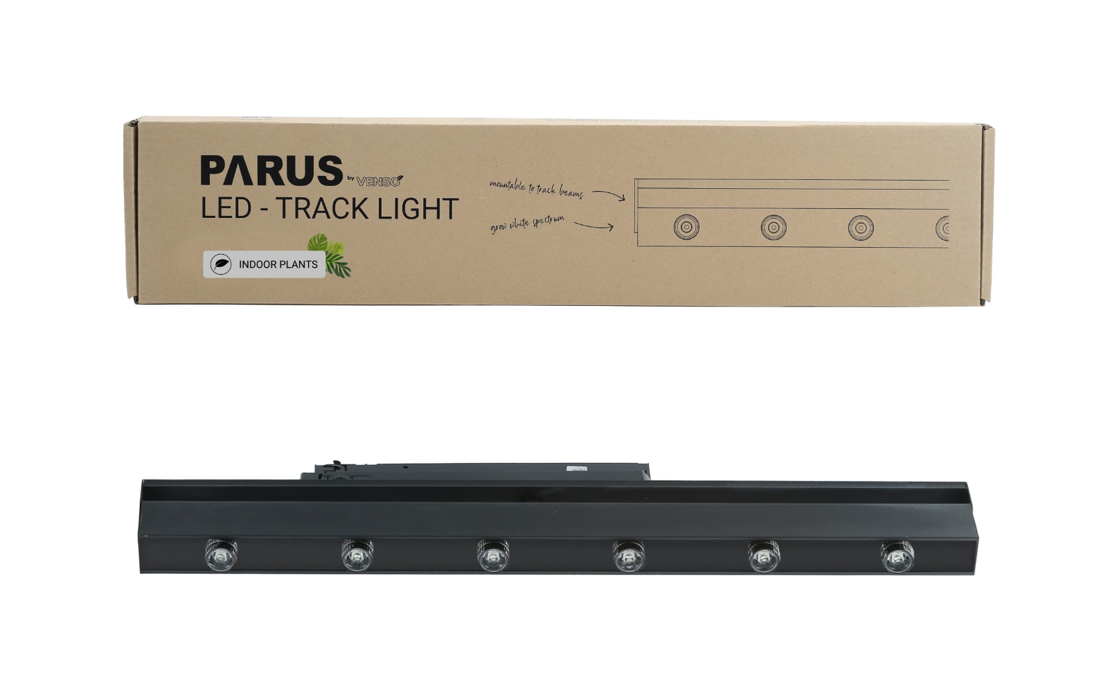 Parus by Venso LED Track Light Schwarz 60cm 90&deg; , Stromschienenstrahler, Pflanzenlampe f&uuml;r Zimmerpflanzen LED Beleuchtung f&uuml;r Fassaden- und Wandbegr&uuml;nung, Pflanzenlicht LED Vollspektrum Grow Light 