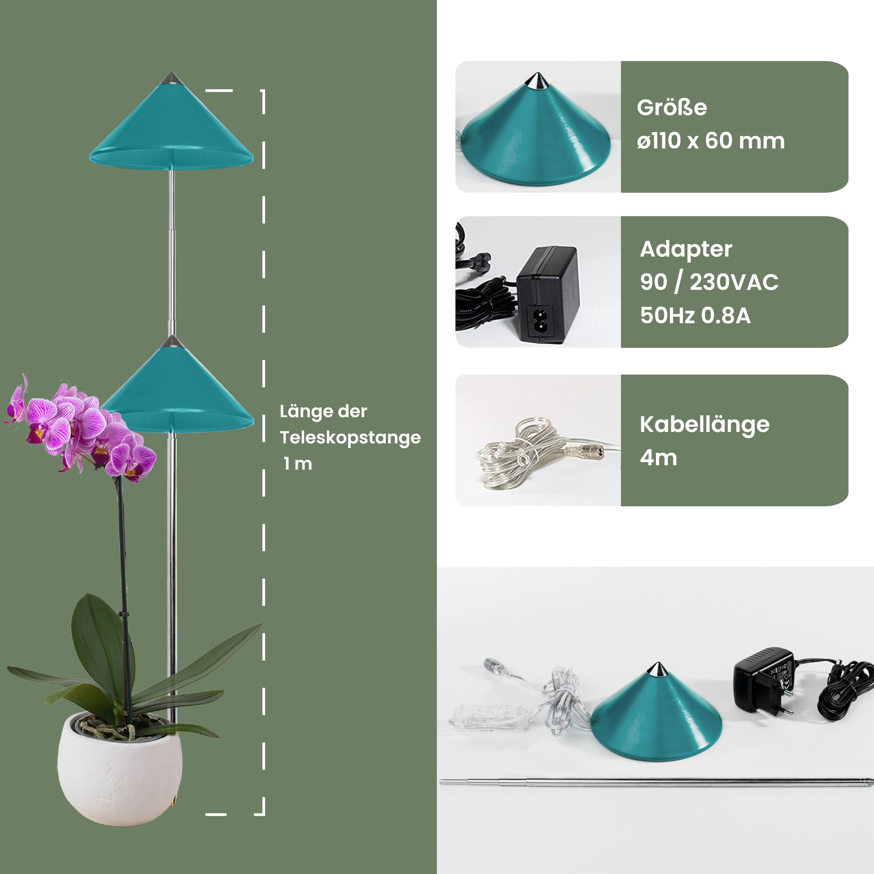 Parus by Venso SUNLiTE LED Pflanzenlampe klein 7W Petrol , Wachstumslampe  mit Teleskopstab, Grow Light fr Zimmerpflanzen und Grnpflanzen bei  Marktkauf online bestellen