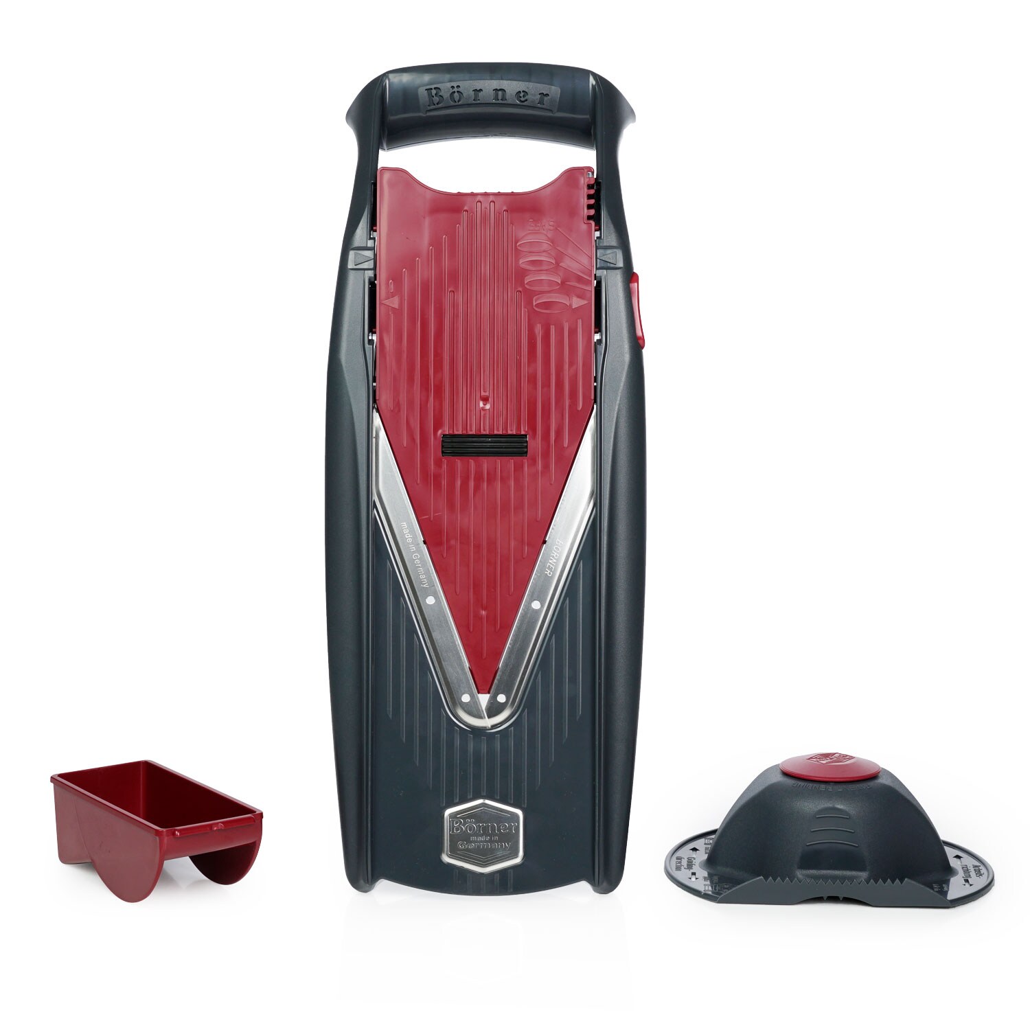Vital Gemüsehobel Basis Set Rot/Schwarz, mit Dressing Funktion, inkl. Mandoline, Fruchthalter, Marinierrolle, Einschub