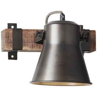 BRILLIANT Lampe, Decca Wandspot schwarz stahl, 1x A60, E27, 10W, Holz aus nachhaltiger Waldwirtschaft (FSC) 