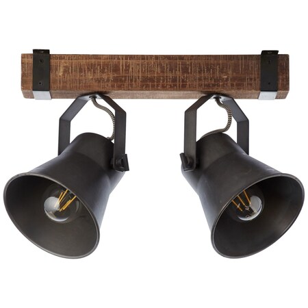 BRILLIANT Lampe, Holz 2x Spotbalken Marktkauf Decca Waldwirtschaft bei bestellen nachhaltiger E27, online 2flg schwarz stahl, aus A60, 10W, (FSC)