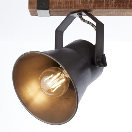 BRILLIANT Lampe, Decca Marktkauf 10W, bei online E27, (FSC) Holz 2x bestellen aus Waldwirtschaft stahl, schwarz nachhaltiger 2flg A60, Spotbalken