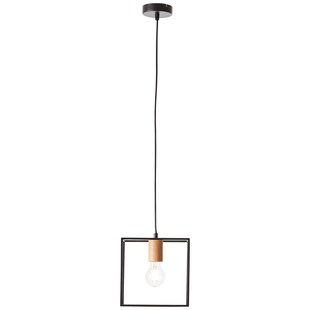 BRILLIANT Lampe, Arica Pendelleuchte 20x20cm schwarz/holzfarbend, 1x A60, E27, 60W, Kabel kürzbar / in der Höhe einstellbar 