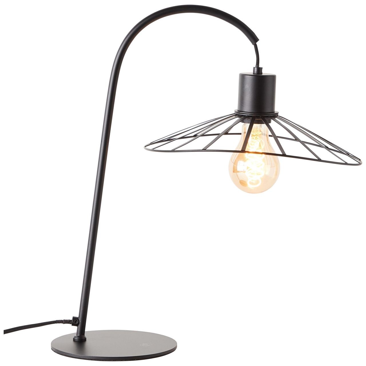 BRILLIANT Lampe, Leika Tischleuchte schwarz matt, 1x A60, E27, 52W, Mit Schnurzwischenschalter 