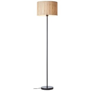 BRILLIANT Lampe, Wimea Standleuchte schwarz/natur, 1x A60, E27, 52W, Mit Fußschalter 