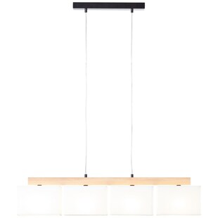 BRILLIANT Lampe, Rayan Pendelleuchte 4flg eiche geölt/weiß, 4x A60, E27, 25W, Holz aus nachhaltiger Waldwirtschaft (FSC) 