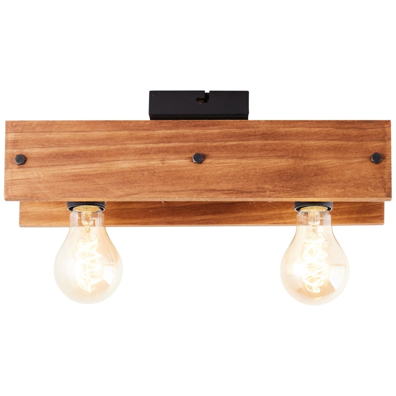 BRILLIANT Lampe, Calandra Deckenleuchte 2flg schwarz/holzfarbend, 2x A60, E27, 42W, Holz aus nachhaltiger Waldwirtschaft (FSC) 