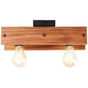 BRILLIANT Lampe, Calandra Deckenleuchte 2flg schwarz/holzfarbend, 2x A60, E27, 42W, Holz aus nachhaltiger Waldwirtschaft (FSC) 