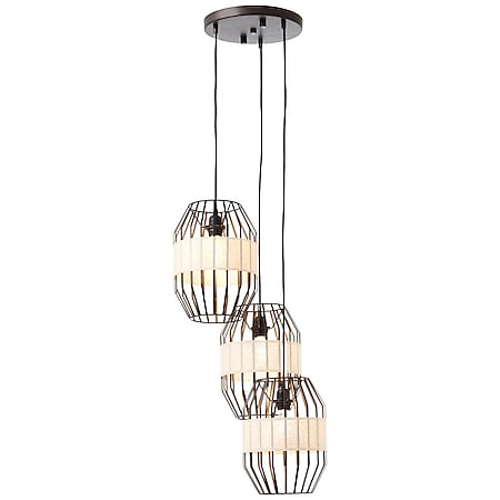 BRILLIANT Lampe, Slope Pendelleuchte 3flg schwarz/natur, 3x A60, E27, 40W,  Kabel kürzbar / in der Höhe einstellbar bei Marktkauf online bestellen