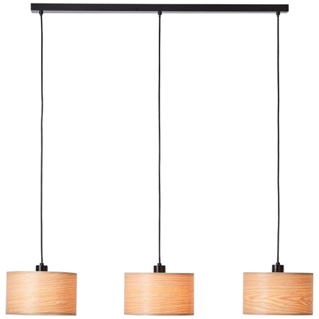 BRILLIANT Lampe, hell/schwarz, Pendelleuchte Kabel holz bei online 3flg kürzbar in Höhe einstellbar Romm Marktkauf 52W, E27, A60, 3x bestellen der 