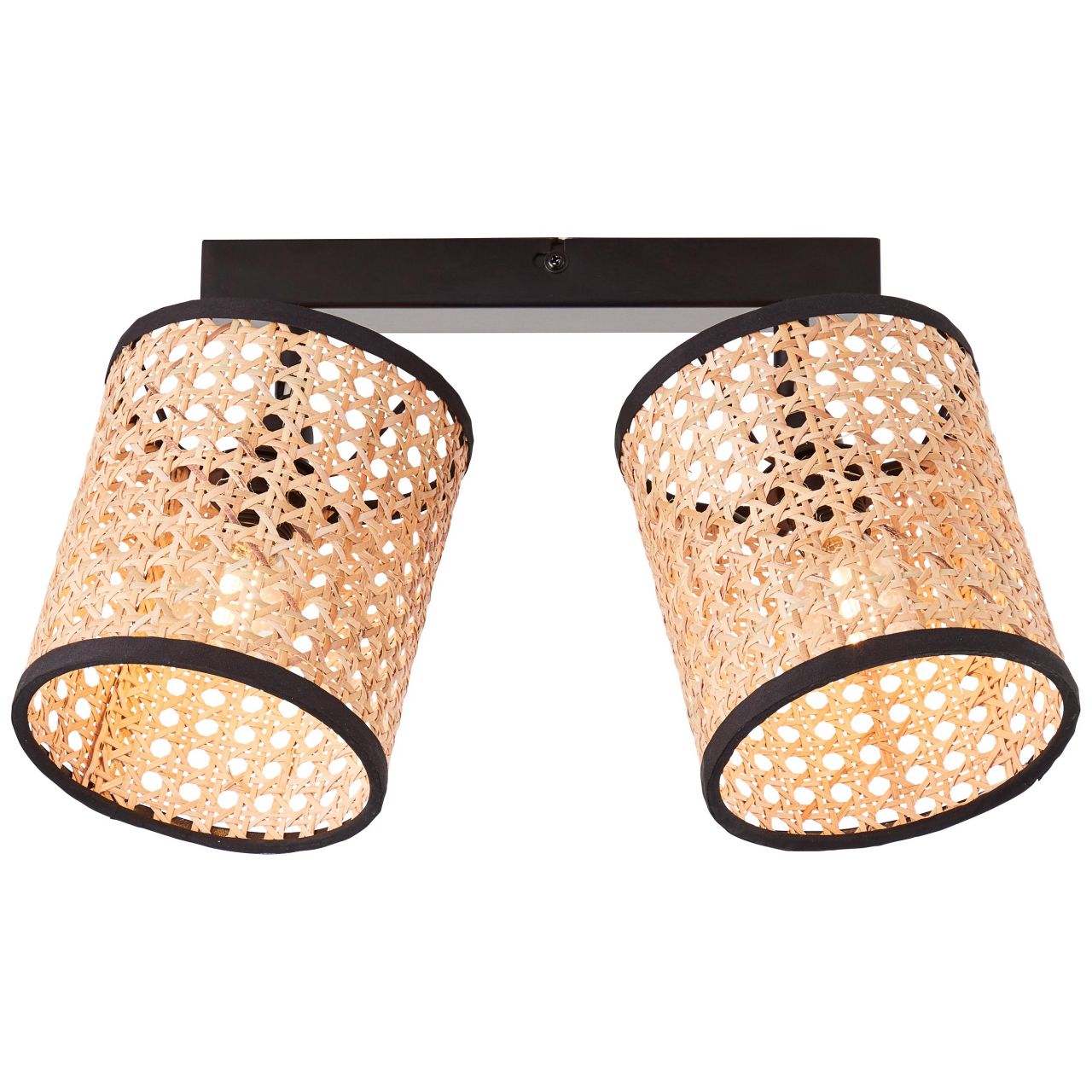 BRILLIANT Lampe, Wiley Spotbalken 2flg holz hell/schwarz, 2x D45, E14, 60W, K&ouml;pfe schwenkbar 